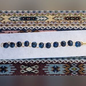 Stunning  blue fused glass handcrafted link bracelet. One of a kind!